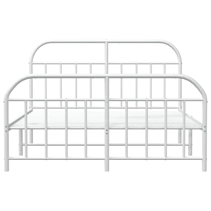 Metal Bed Frame without Mattress with Footboard White 135x190cm