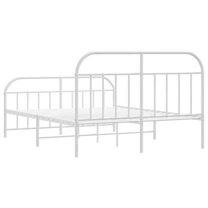 Metal Bed Frame without Mattress with Footboard White 140x190cm