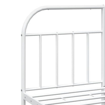 Metal Bed Frame without Mattress with Footboard White 140x190cm