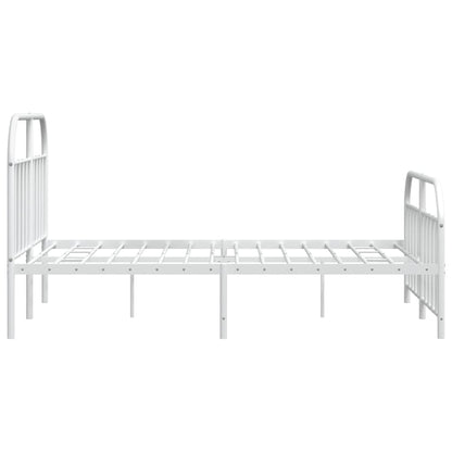 Metal Bed Frame without Mattress with Footboard White 140x200cm
