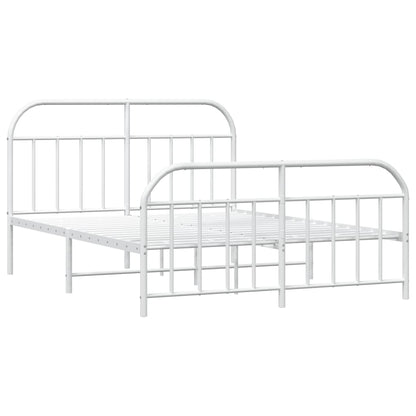 Metal Bed Frame without Mattress with Footboard White 180x200cm