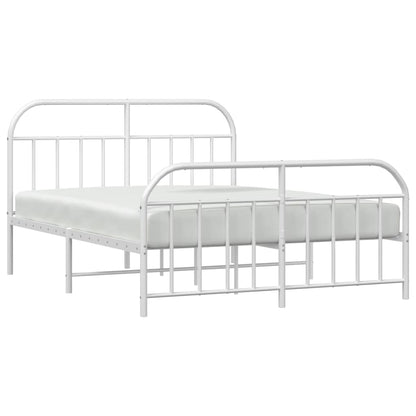 Metal Bed Frame without Mattress with Footboard White 180x200cm