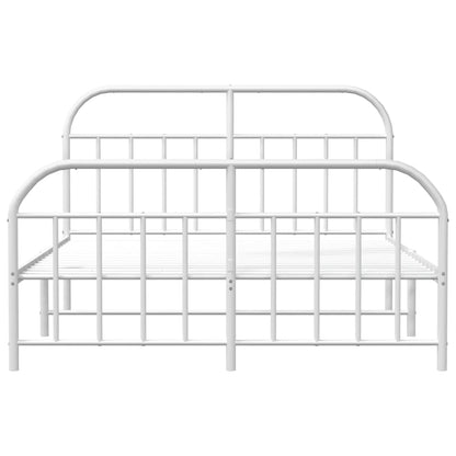 Metal Bed Frame without Mattress with Footboard White 180x200cm