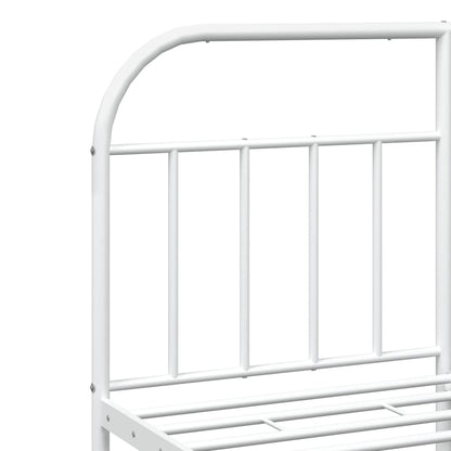 Metal Bed Frame without Mattress with Footboard White 180x200cm