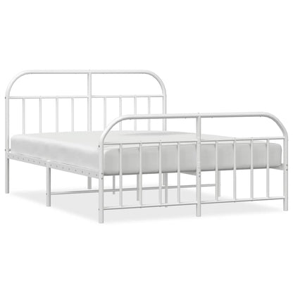 Metal Bed Frame without Mattress with Footboard White 183x213cm