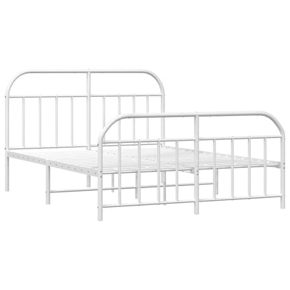 Metal Bed Frame without Mattress with Footboard White 183x213cm