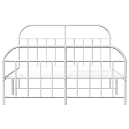 Metal Bed Frame without Mattress with Footboard White 183x213cm