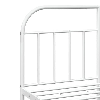 Metal Bed Frame without Mattress with Footboard White 183x213cm