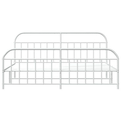 Metal Bed Frame without Mattress with Footboard White 193x203cm