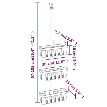 Shower Hanger Shelf 30x15x(67-105) cm Aluminium