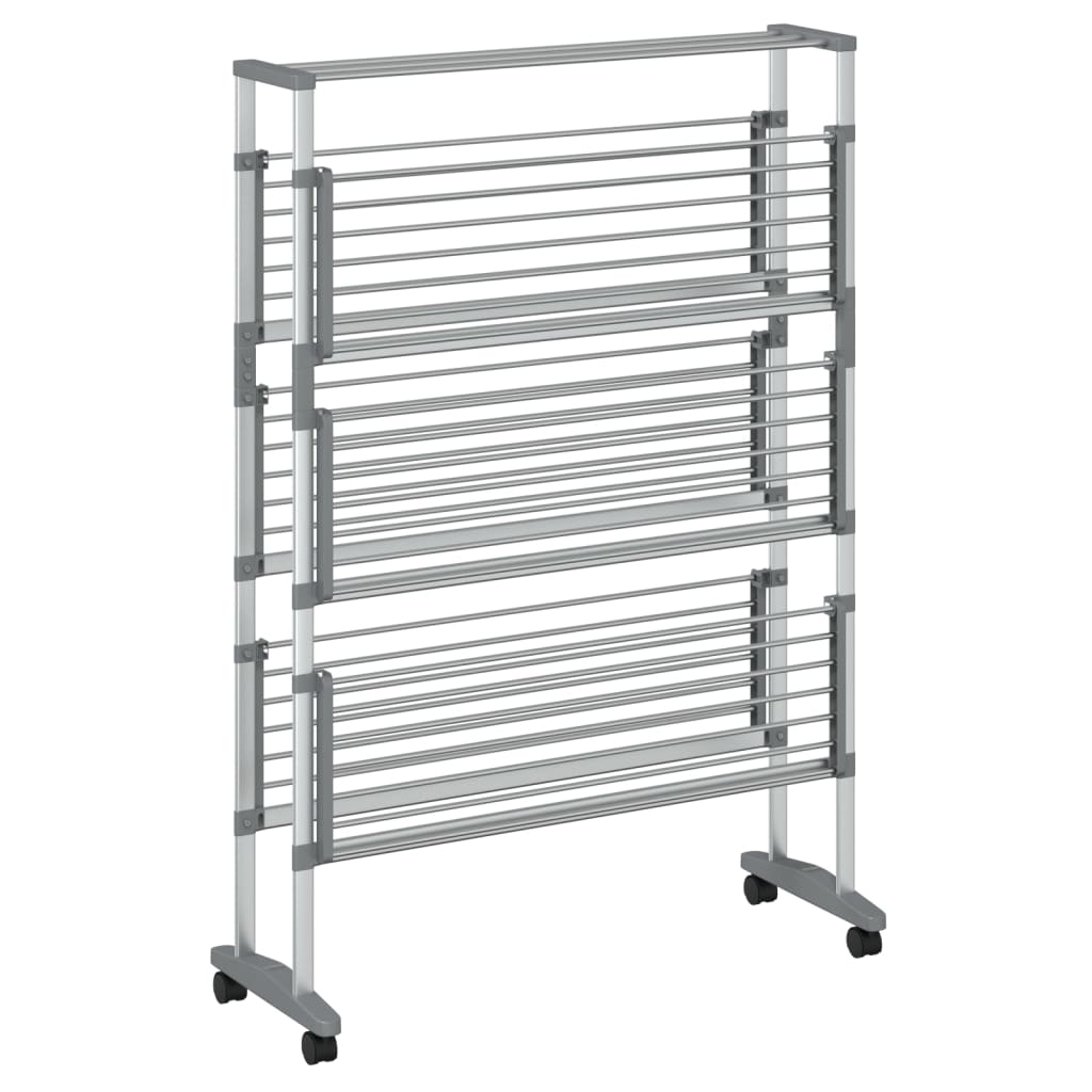 Laundry Drying Rack with Wheels 89x64x129 cm Aluminium
