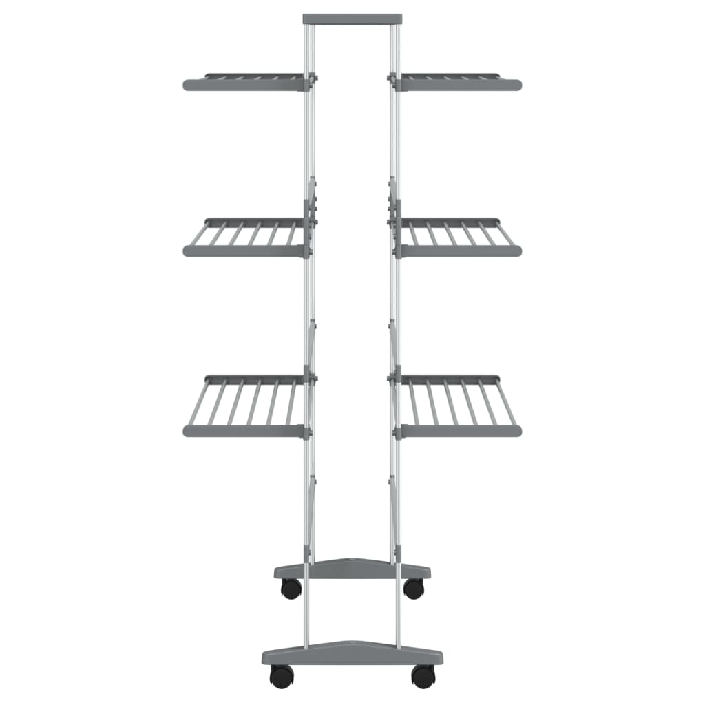 Laundry Drying Rack with Wheels 89x64x129 cm Aluminium