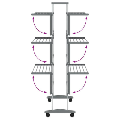 Laundry Drying Rack with Wheels 89x64x129 cm Aluminium