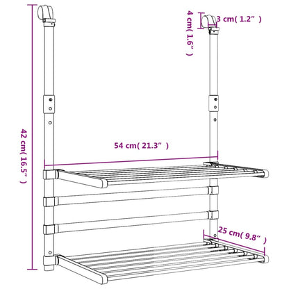 Drying Rack for Balcony 54x25x42 cm Aluminium