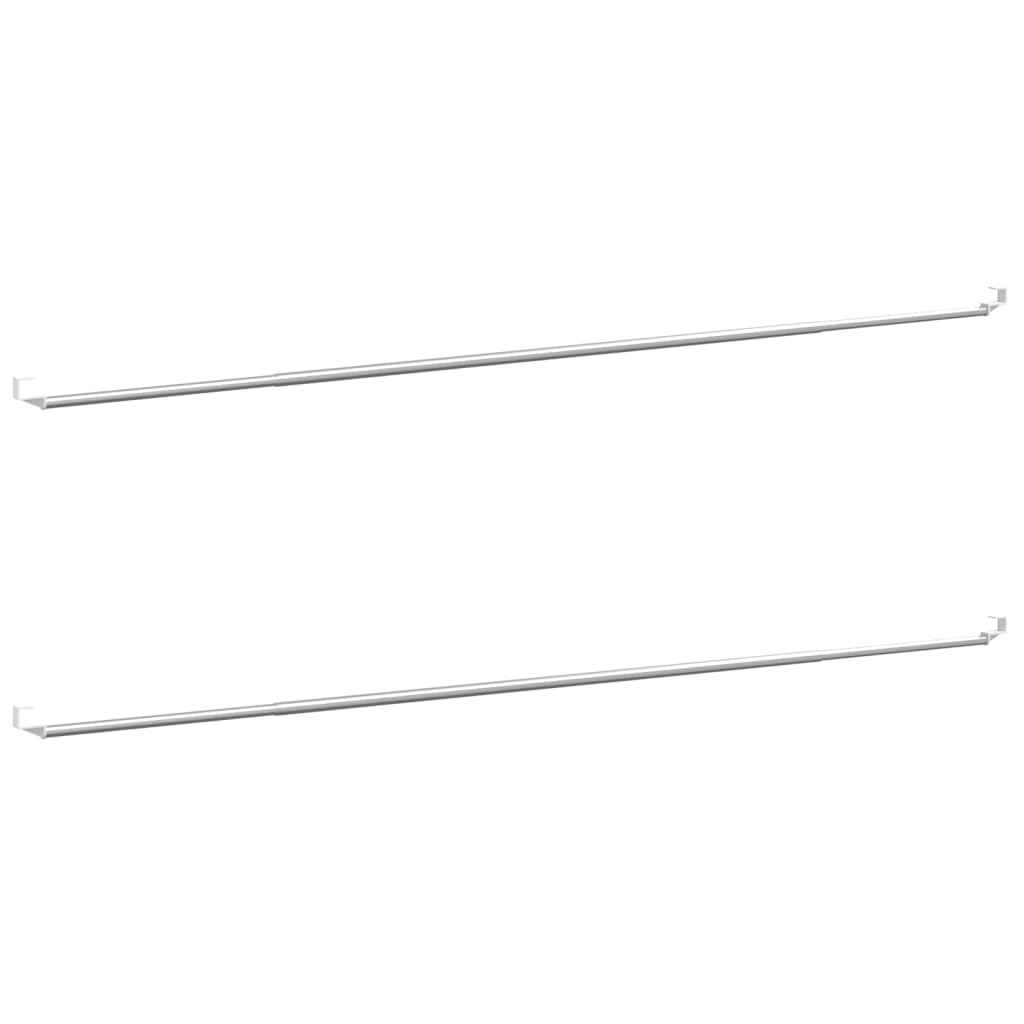 Curtain Rails 2 pcs White and Silver 90-130 cm Aluminium