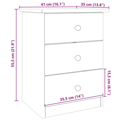 Bedside Cabinet ALTA White 41x35x55.5 cm Solid Wood Pine