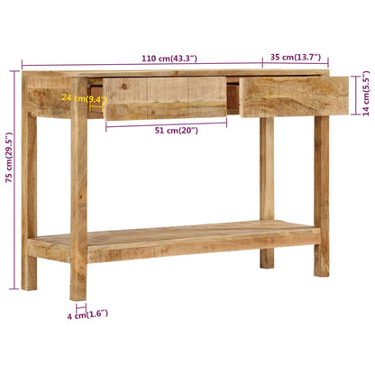 Console Table with 2 Drawers 110x35x75 cm Solid Wood Mango