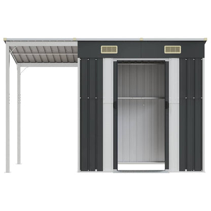 Garden Shed with Extended Roof Anthracite 277x107x181 cm Steel