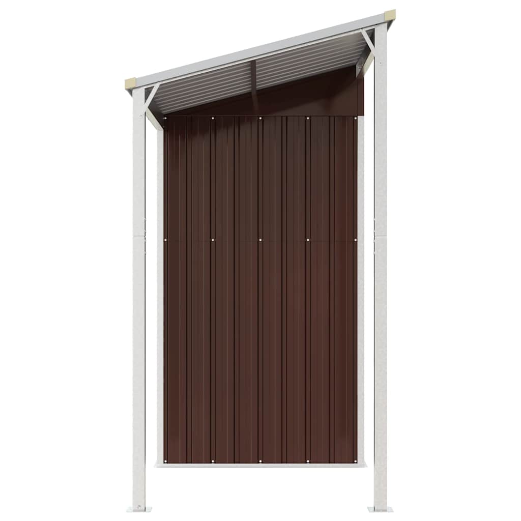 Garden Shed with Extended Roof Brown 277x107x181 cm Steel
