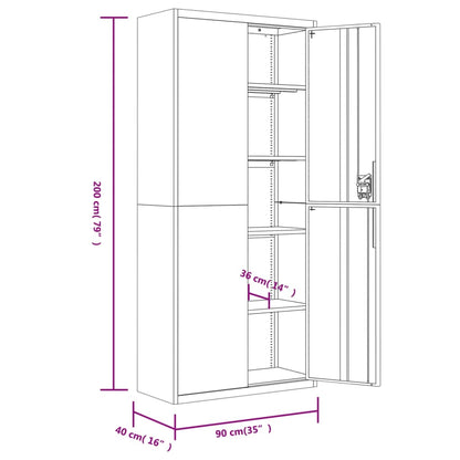 File Cabinet White 90x40x200 cm Steel