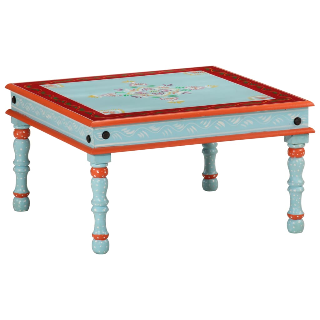Coffee Table Blue Hand Painted Solid Wood Mango