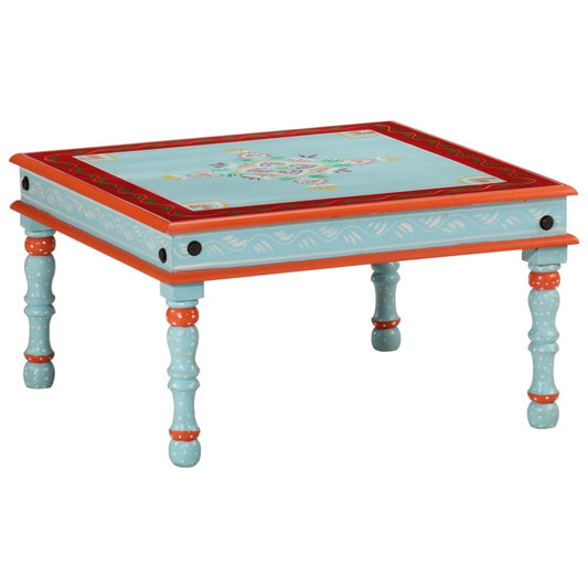 Coffee Table Blue Hand Painted Solid Wood Mango