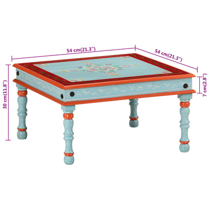 Coffee Table Blue Hand Painted Solid Wood Mango