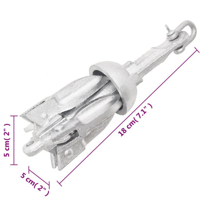 Folding Anchor Silver 0.7 kg Hot Dip Galvanized Cast Iron
