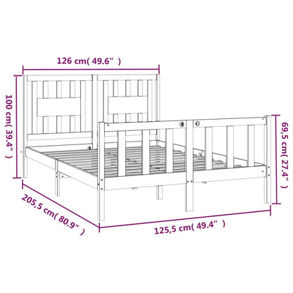 Bed Frame without Mattress White Solid Wood Pine 120x200 cm