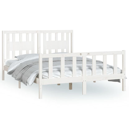 Bed Frame without Mattress White Solid Wood Pine 140x200 cm
