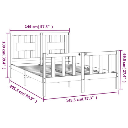Bed Frame without Mattress White Solid Wood Pine 140x200 cm