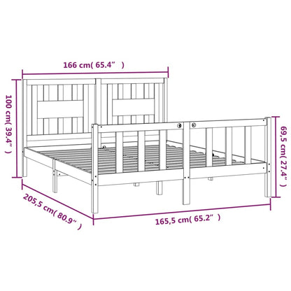 Bed Frame without Mattress Solid Wood Pine 160x200 cm
