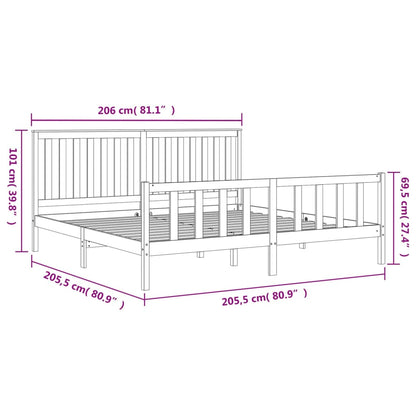 Bed Frame without Mattress Black 200x200 cm Solid Wood Pine