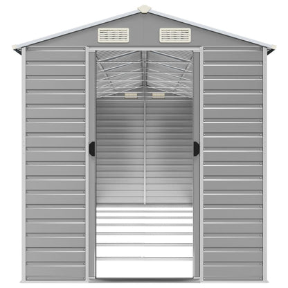 Garden Shed Light Grey 191x640x198 cm Galvanised Steel