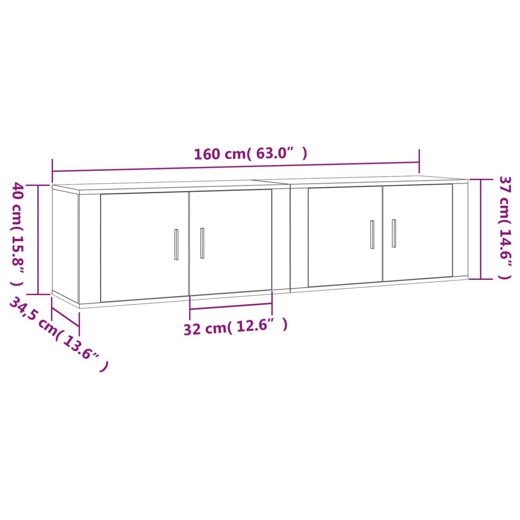 Wall-mounted TV Cabinets 2 pcs Sonoma Oak 80x34.5x40 cm