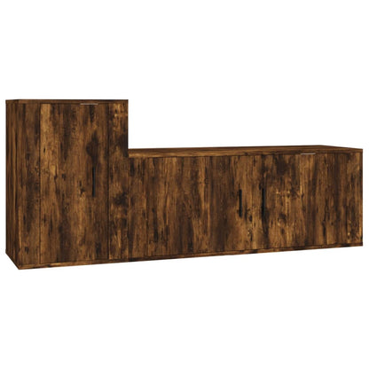 2 Piece TV Cabinet Set Smoked Oak Engineered Wood