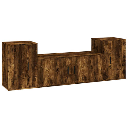 3 Piece TV Cabinet Set Smoked Oak Engineered Wood