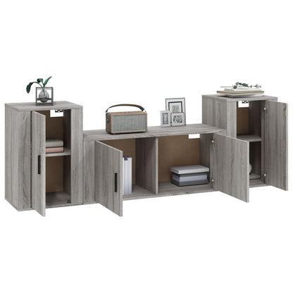 3 Piece TV Cabinet Set Grey Sonoma Engineered Wood