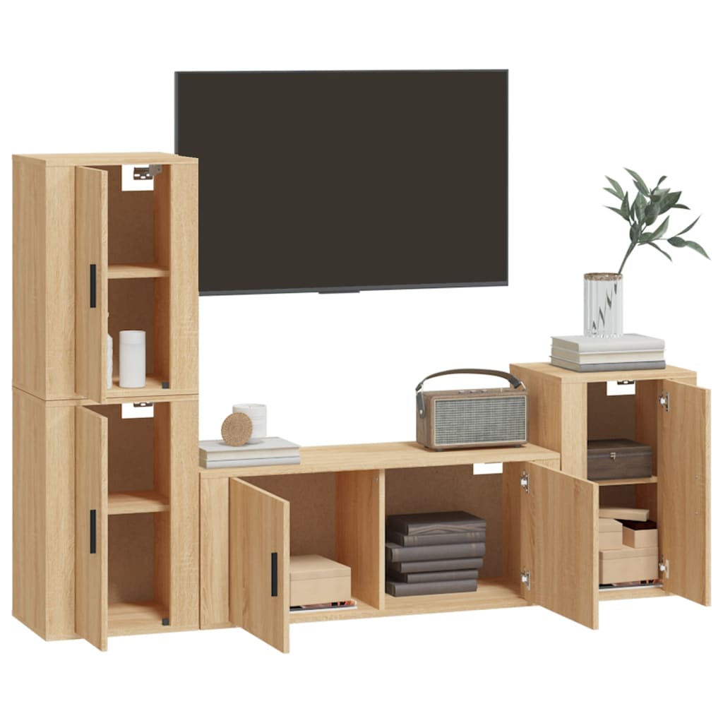 4 Piece TV Cabinet Set Sonoma Oak Engineered Wood