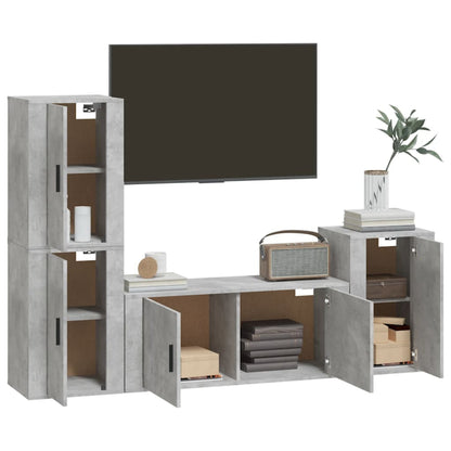 4 Piece TV Cabinet Set Concrete Grey Engineered Wood