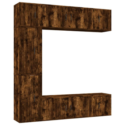 7 Piece TV Cabinet Set Smoked Oak Engineered Wood