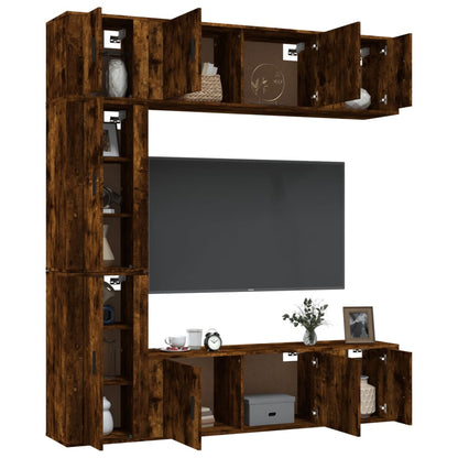 7 Piece TV Cabinet Set Smoked Oak Engineered Wood