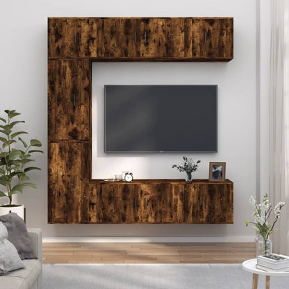 7 Piece TV Cabinet Set Smoked Oak Engineered Wood