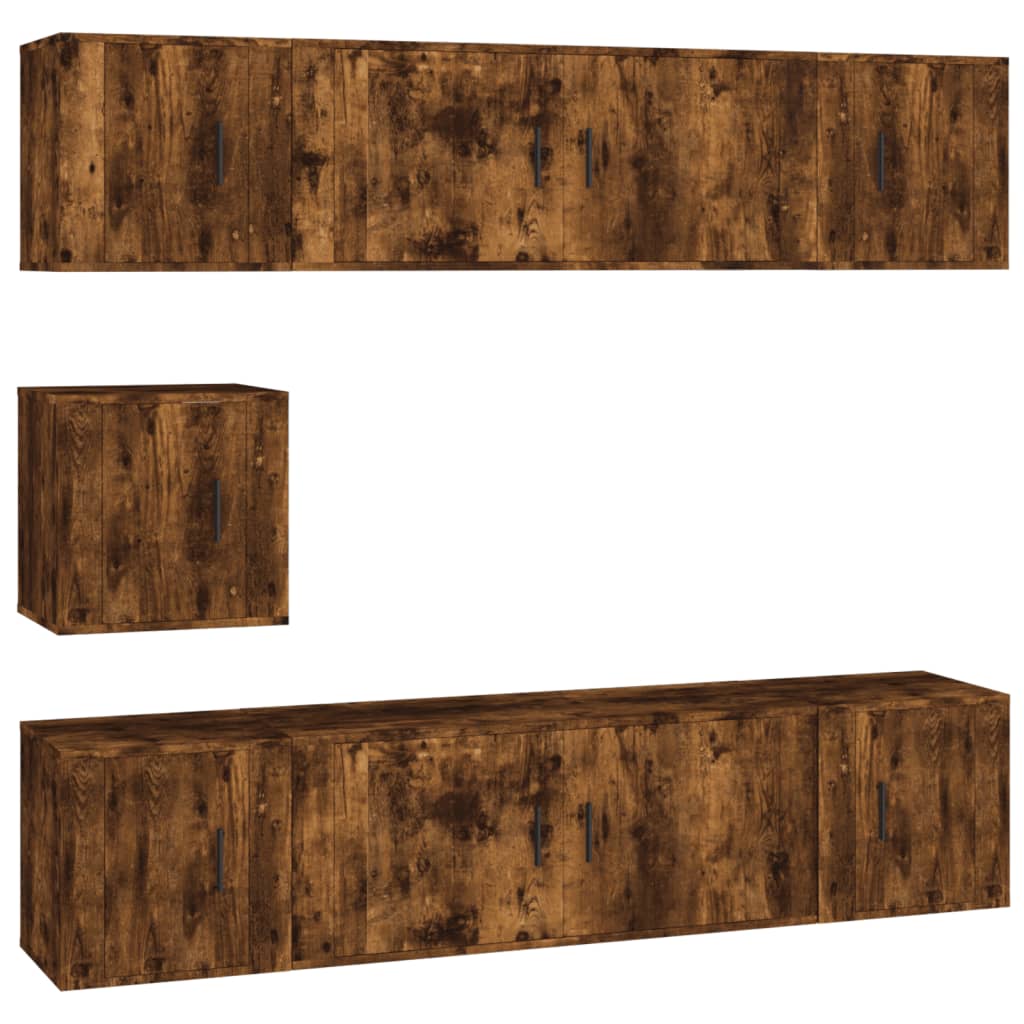 7 Piece TV Cabinet Set Smoked Oak Engineered Wood