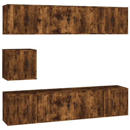 7 Piece TV Cabinet Set Smoked Oak Engineered Wood