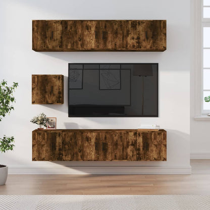 7 Piece TV Cabinet Set Smoked Oak Engineered Wood