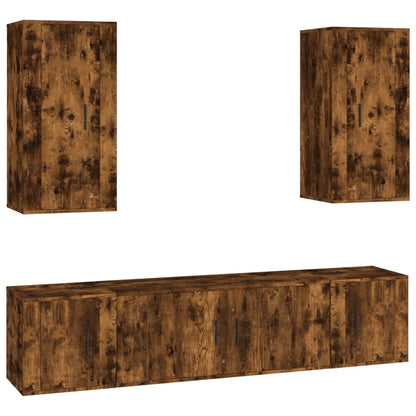 5 Piece TV Cabinet Set Smoked Oak Engineered Wood