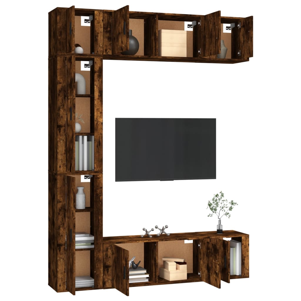 7 Piece TV Cabinet Set Smoked Oak Engineered Wood