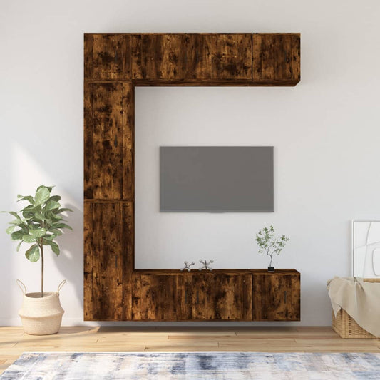 7 Piece TV Cabinet Set Smoked Oak Engineered Wood