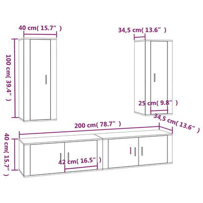 4 Piece TV Cabinet Set Smoked Oak Engineered Wood